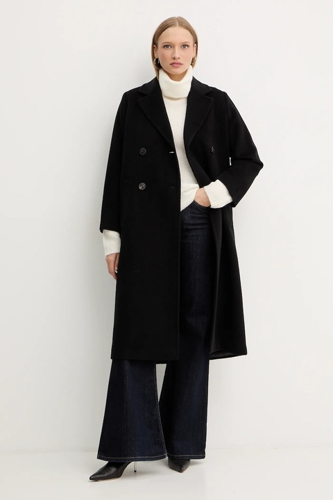 Weekend Max Mara płaszcz z dodatkiem wełny ZUFOLO kolor czarny 2525016092600 - zdjęcie produktu nr 2