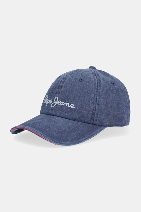 Pepe Jeans czapka z daszkiem bawełniana kolor niebieski PL0400001 - zdjęcie produktu nr 1