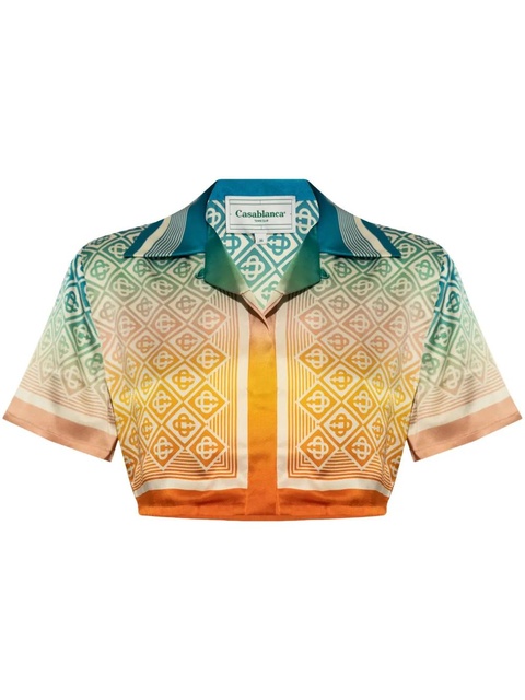 Casablanca Gradient Monogram silk cropped top - Orange - zdjęcie produktu nr 1