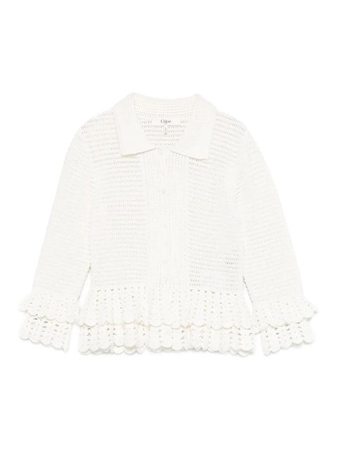 Chloé ruffled-hem crochet cardigan - White - zdjęcie produktu nr 1