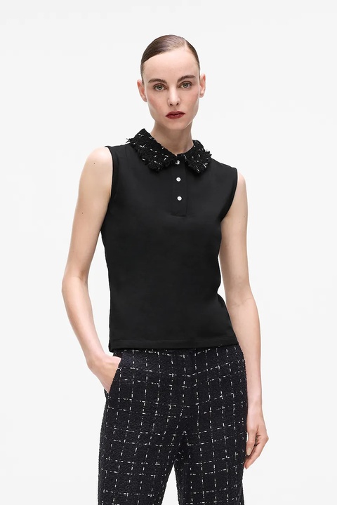 Karl Lagerfeld top z domieszką wełny kolor czarny A4W17038 - zdjęcie produktu nr 1