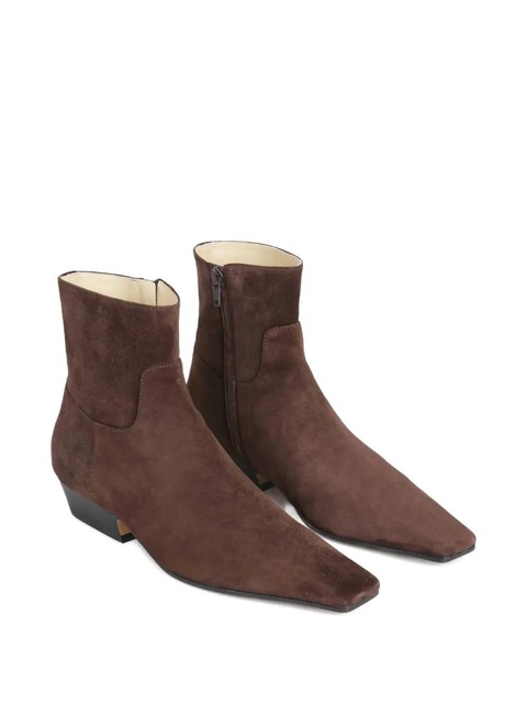 KHAITE Marfa suede square-toe boots - Brown - zdjęcie produktu nr 2