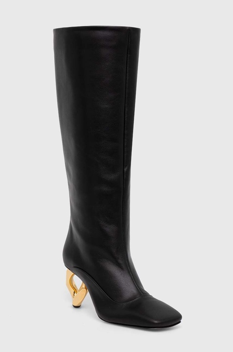 JW Anderson kozaki skórzane Chain Heel damskie kolor czarny na słupku ANW43020A - zdjęcie produktu nr 1