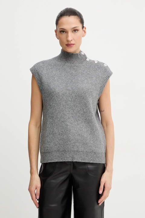 Morgan kamizelka z domieszką wełny damski kolor szary z półgolfem MSARA - zdjęcie produktu nr 1