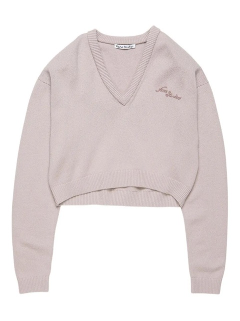 Acne Studios v-neck embroidered sweater - Neutrals - zdjęcie produktu nr 1