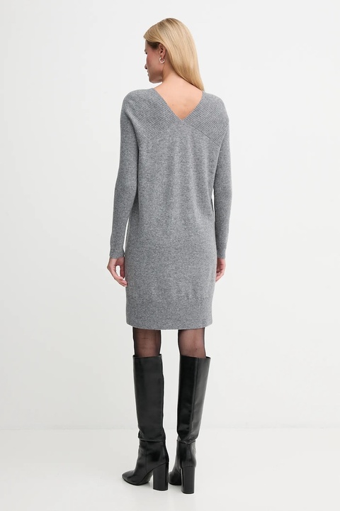 United Colors of Benetton sukienka z dodatkiem wełny kolor szary mini prosta 1044DV02C - zdjęcie produktu nr 2