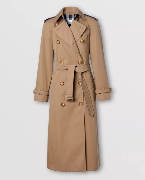 BURBERRY - Beżowy trencz z gabardyny - zdjęcie produktu nr 1