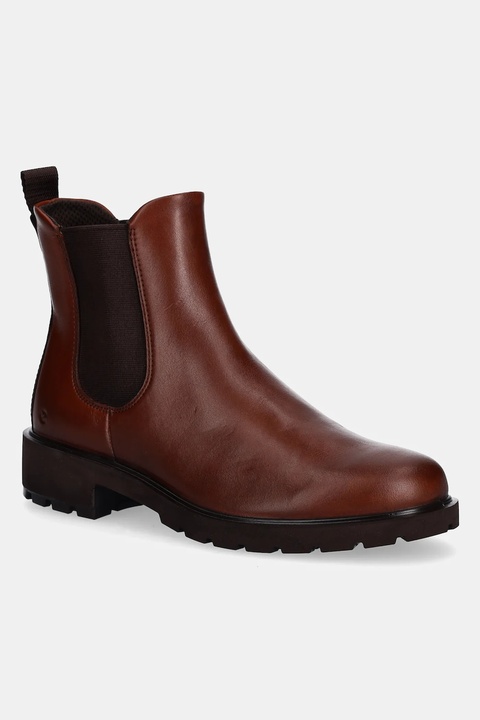 Ecco sztyblety skórzane Metro Vienna Chelsea damskie kolor brązowy na płaskim obcasie 231323-01014 - zdjęcie produktu nr 1