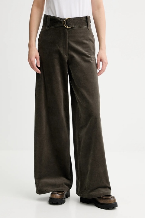 Sessun spodnie welurowe damskie kolor zielony proste high waist 25107029 - zdjęcie produktu nr 2