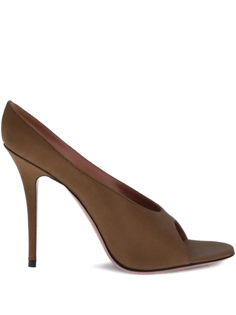 Amina Muaddi 105mm Anok satin peep-toe sandals - Brown - zdjęcie produktu nr 1