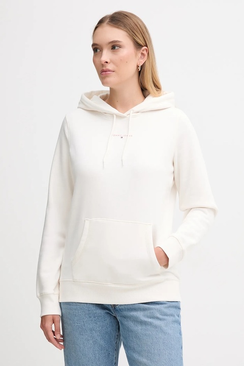 Tommy Jeans bluza damska kolor beżowy z kapturem z nadrukiem DW0DW21963 - zdjęcie produktu nr 1