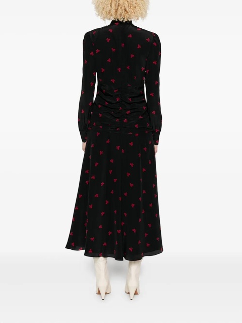 Alessandra Rich bow-print silk dress - Black - zdjęcie produktu nr 2