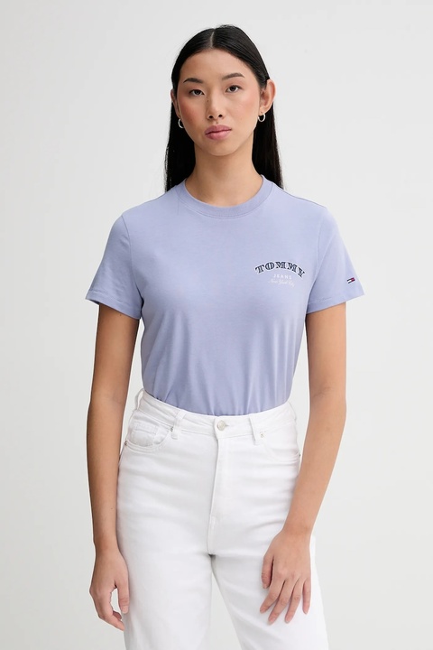 Tommy Jeans t-shirt bawełniany damski kolor fioletowy DW0DW22516 - zdjęcie produktu nr 1