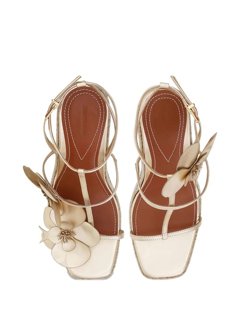 ZIMMERMANN 110mm Orchid flower-embellished wedge sandals - Gold - zdjęcie produktu nr 2