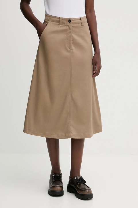 Marc O'Polo spódnica z dodatkiem lyocellu kolor beżowy midi rozkloszowana 600001920065 - zdjęcie produktu nr 1