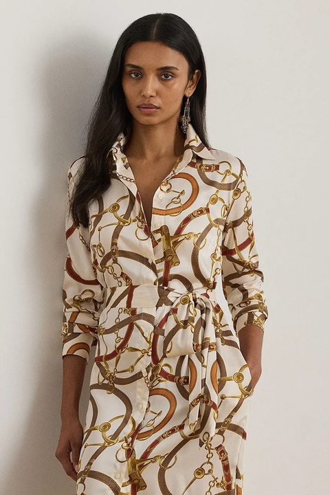 Lauren Ralph Lauren sukienka kolor biały midi rozkloszowana 200979806 - zdjęcie produktu nr 2