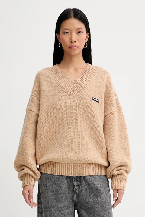 Rotate sweter wełniany kolor beżowy 1147631753 - zdjęcie produktu nr 1