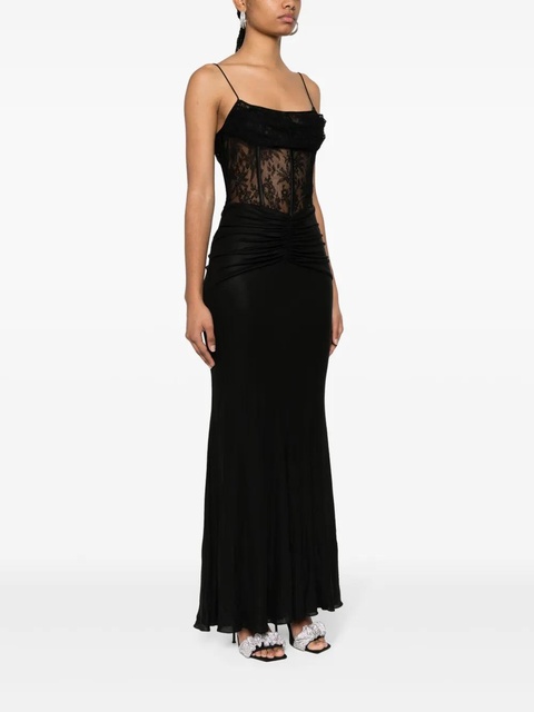 Alessandra Rich draped lace-panel maxi dress - Black - zdjęcie produktu nr 2