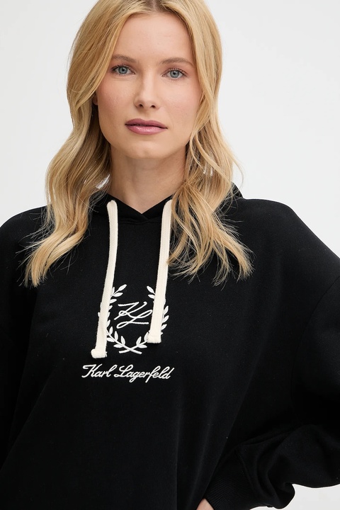Karl Lagerfeld sukienka bawełniana kolor czarny mini oversize A3W44010 - zdjęcie produktu nr 2