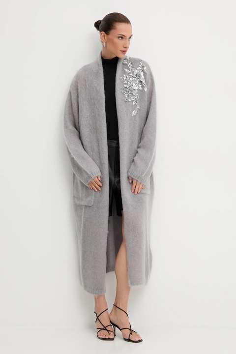 Blugirl Blumarine kardigan z dodatkiem wełny damski kolor szary ciepły RF5080.MS037 - zdjęcie produktu nr 1