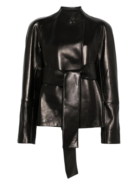 KHAITE leather belted jacket - Black - zdjęcie produktu nr 1