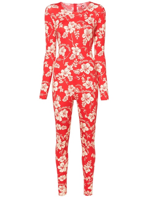 Marine Serre Regenerated floral-print catsuit - Red - zdjęcie produktu nr 1