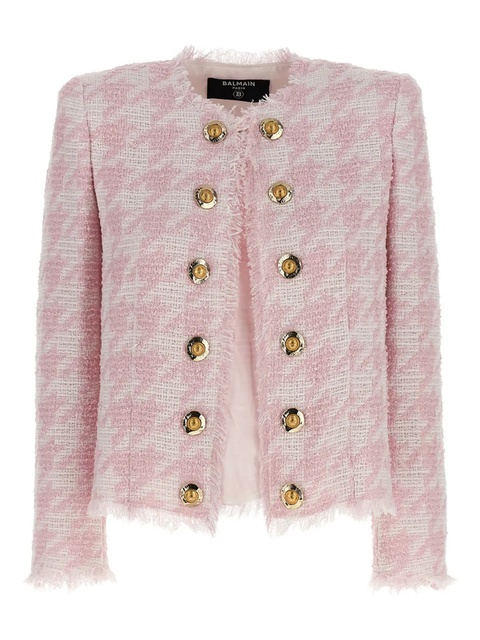 Balmain tweed frayed-edge blazer - Pink - zdjęcie produktu nr 1