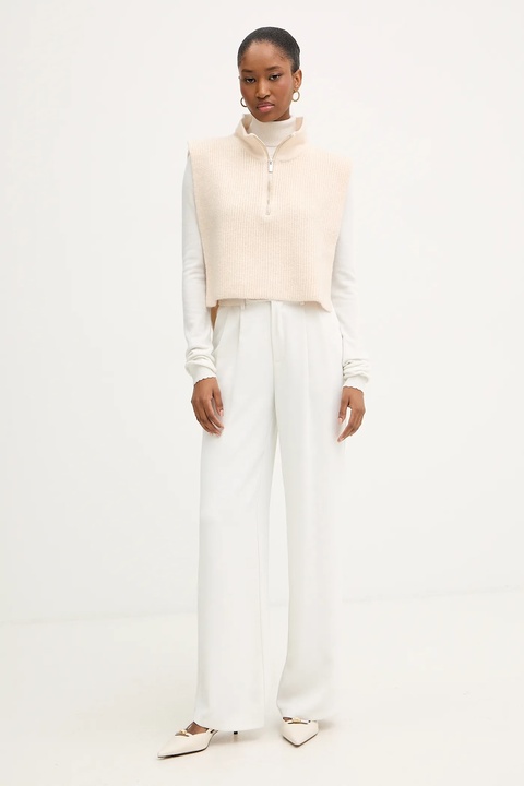 Morgan kamizelka damski kolor beżowy z półgolfem 5COLA - zdjęcie produktu nr 2