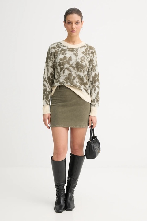 United Colors of Benetton spódnica sztruksowa kolor zielony mini prosta 41ULD005B - zdjęcie produktu nr 1