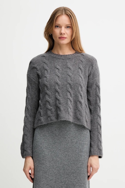 Sisley sweter z domieszką wełny damski kolor szary - zdjęcie produktu nr 1