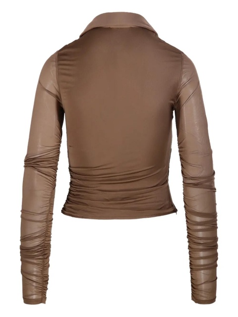 Max Mara Aiello ruched collared shirt - Brown - zdjęcie produktu nr 1