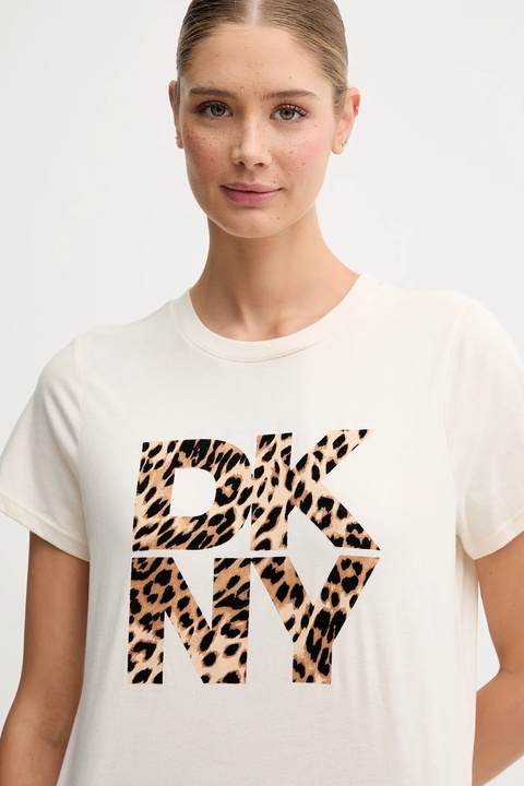 Dkny t-shirt bawełniany damski kolor beżowy DP5T1364 - zdjęcie produktu nr 2