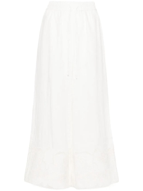 ALEMAIS Pegasus-embroidered linen trousers - White - zdjęcie produktu nr 1