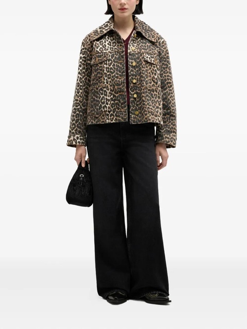 GANNI leopard-print button denim jacket - Brown - zdjęcie produktu nr 1