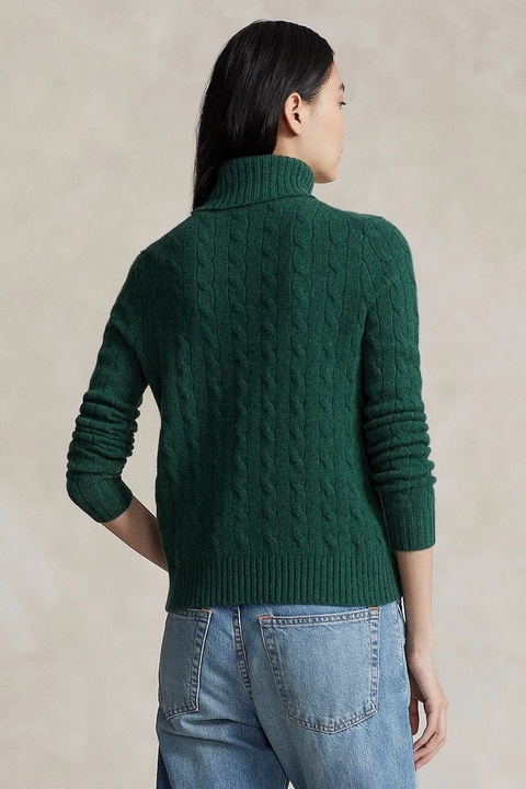 Polo Ralph Lauren sweter wełniany damski kolor zielony lekki z golfem 211888686 - zdjęcie produktu nr 1