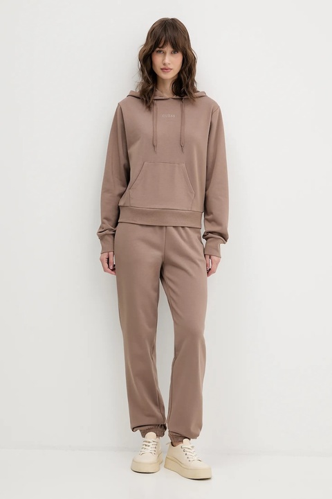 Guess bluza SOFIA damska kolor brązowy z kapturem gładka O5RQ02 KCO31 - zdjęcie produktu nr 2