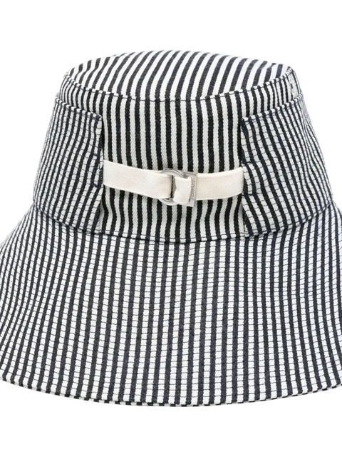 Jacquemus Le Bob De-Nîmes striped denim bucket hat - White - zdjęcie produktu nr 2