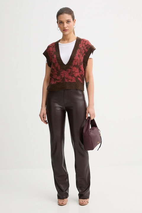 United Colors of Benetton kamizelka z domieszką moheru damski kolor brązowy 1VAAE403E - zdjęcie produktu nr 2