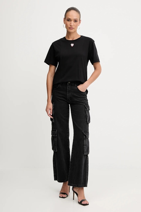 Pinko t-shirt bawełniany damski kolor czarny 105665 A2IB - zdjęcie produktu nr 2