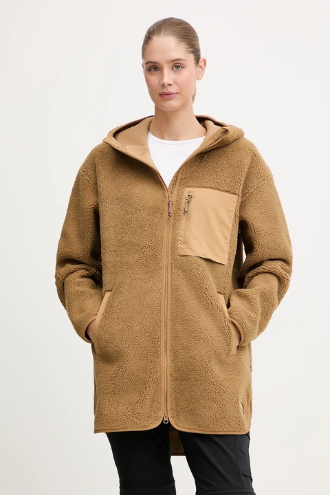 Fjallraven bluza Vardag Pile damska kolor zielony z kapturem gładka F14600256-232 - zdjęcie produktu nr 1