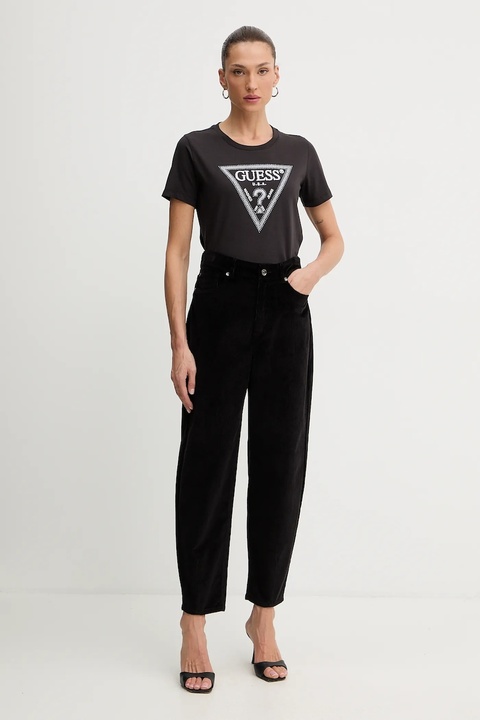 Liu Jo spodnie damskie kolor czarny proste high waist MF5332 T195A - zdjęcie produktu nr 1