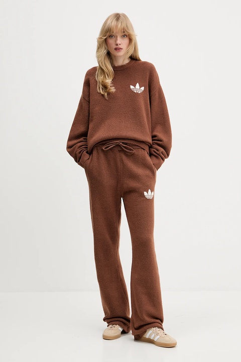 adidas Originals sweter z domieszką wełny Knitted Sweater damski kolor brązowy KF2340 - zdjęcie produktu nr 2