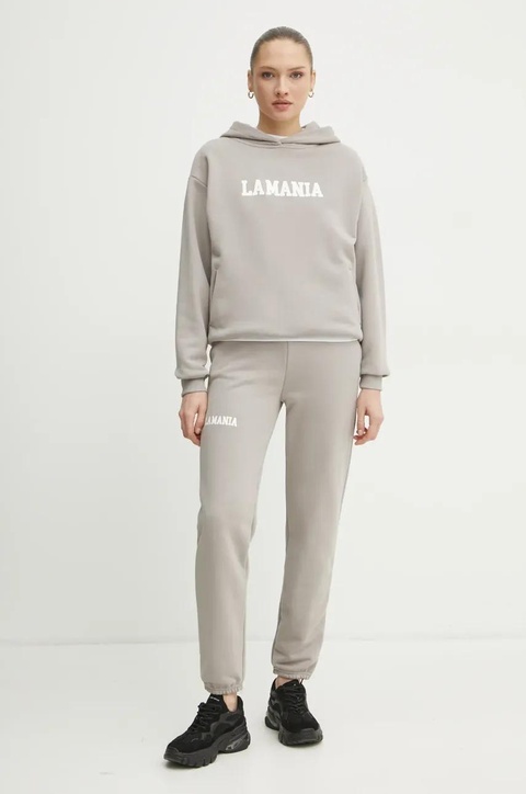 La Mania bluza damska kolor beżowy z kapturem z nadrukiem YOUNG - zdjęcie produktu nr 2