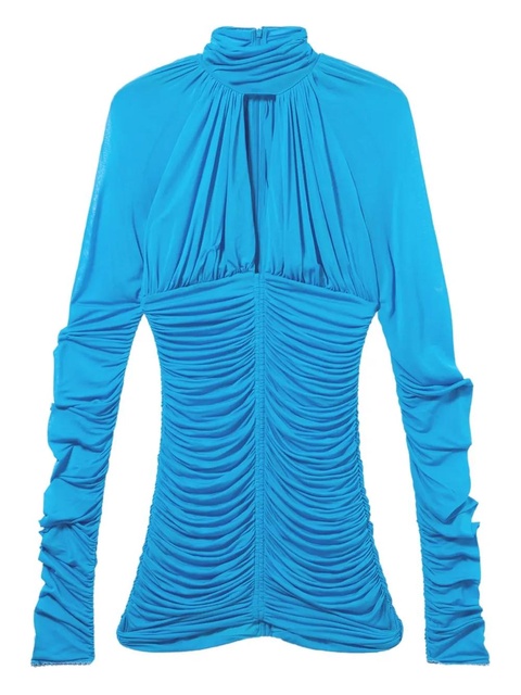 Blumarine high-neck ruched mini dress - Blue - zdjęcie produktu nr 1