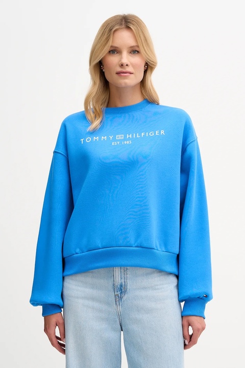 Tommy Hilfiger bluza damska kolor niebieski z nadrukiem WW0WW47831 - zdjęcie produktu nr 1