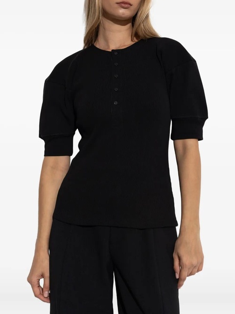 Victoria Beckham puff-sleeve ribbed top - Black - zdjęcie produktu nr 2