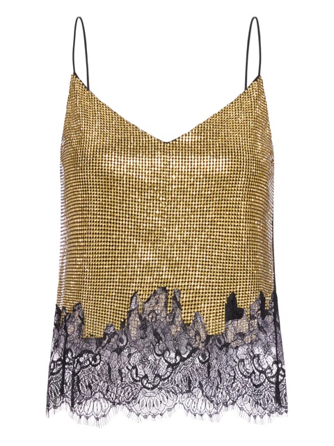 Self-Portrait chainmail lace trim top - Brown - zdjęcie produktu nr 1