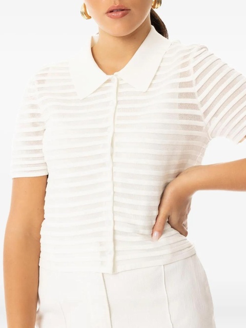Simkhai Larken striped polo-neck cardigan - White - zdjęcie produktu nr 2