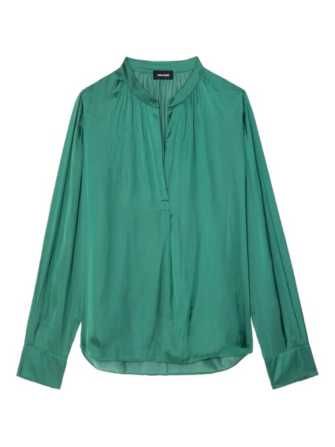 Zadig&Voltaire Tink satin V-neck top - Green - zdjęcie produktu nr 1