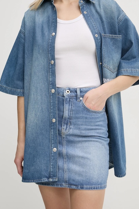 Karl Lagerfeld Jeans spódnica jeansowa kolor niebieski mini ołówkowa A1W12025 - zdjęcie produktu nr 1
